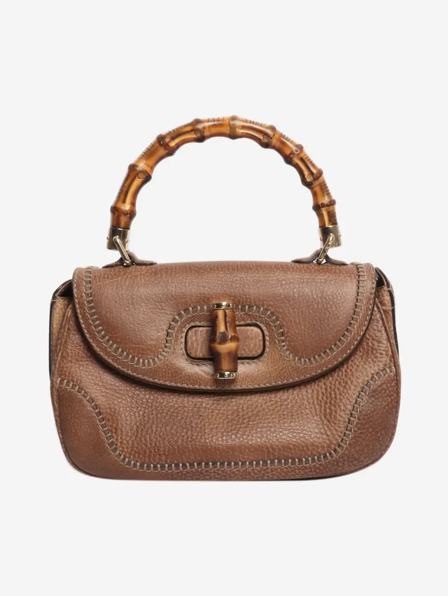 Gucci Brown leather bamboo cross-body bag in Brown Leather from Sign of the Times