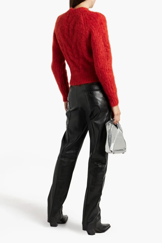 Isabel Marant Banilirok High-Rise Straight-Leg Leather Pants in Black, photo 3 of 4 from THE OUTNET