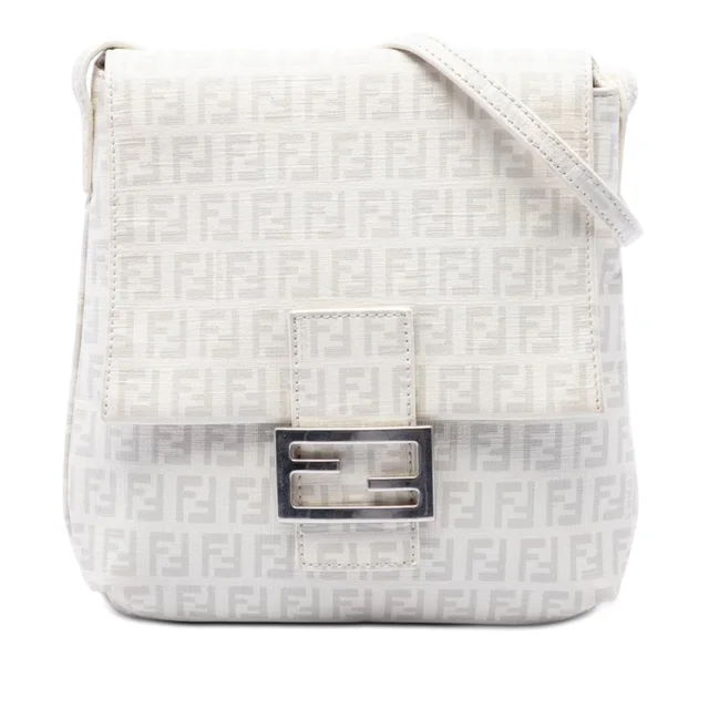 White Fendi Zucchino Spalmati Crossbody in White Coated canvas from Designer Revival