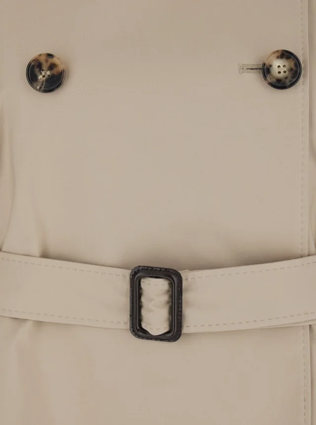 MAX MARA Beige Short Trench 'Calle' Double-breasted with Classic Collar and Front Belt Closure in Cotton Blend Women in Beige 69% Cotton 31% Polyester, photo 5 of 6 from Gaudenzi Boutique