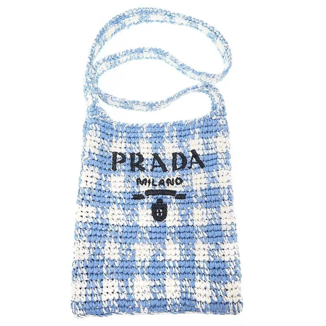 Prada Raffia Shoulder Bag Blue in Blue Raffia from The Reluxe