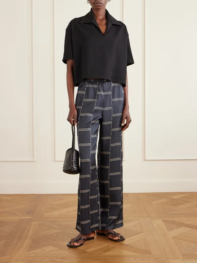 MATTEAU Printed silk-twill straight-leg pants in Blue, photo 2 of 2 from NET-A-PORTER (Canada)