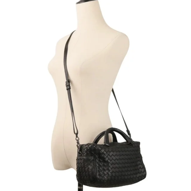 Bottega Veneta Intrecciato Leather Mini Boston Bag in Black Woven leather from LuxUness, photo 11 of 14