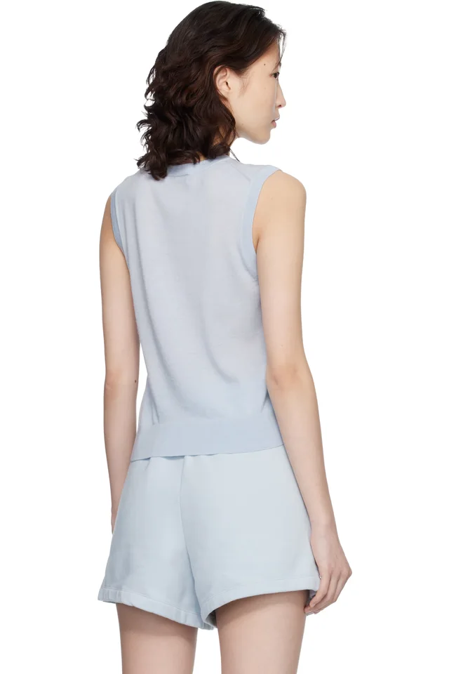 ANINE BING Blue Moni Crop Tank Top, photo 3 of 4 from SSENSE