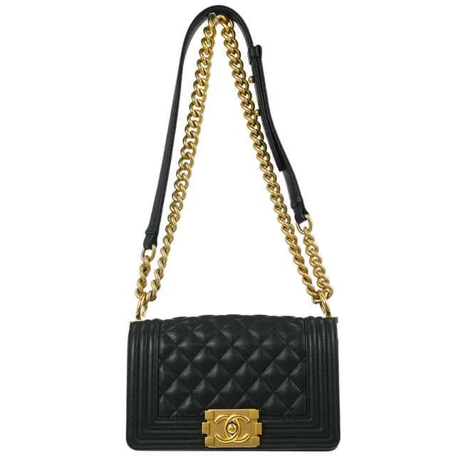 Boy Chanel 2019 Black Caviar Small Chain Shoulder Bag in Black Caviar leather from AMORE Vintage Tokyo