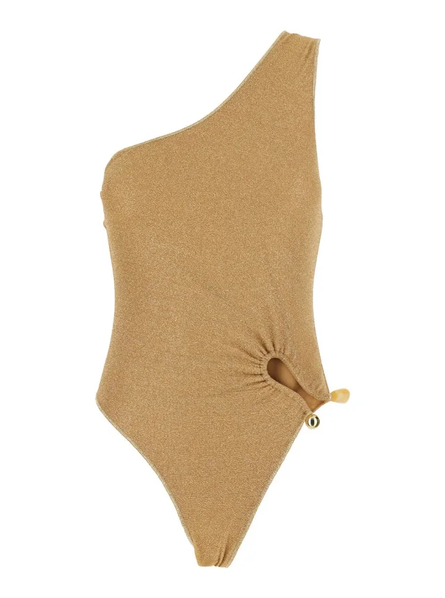 Oséree 'LUMIERE STONES' Metallic colored One-Piece Swimsuit with single strap and all-over sparkling details in Tech Fabric for Women from Gaudenzi Boutique, photo 1 of 1