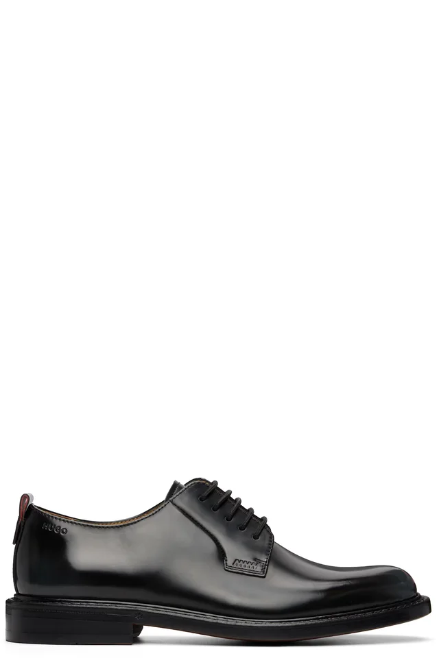 Hugo Black Leather Derbys, image 1 of 1 from SSENSE