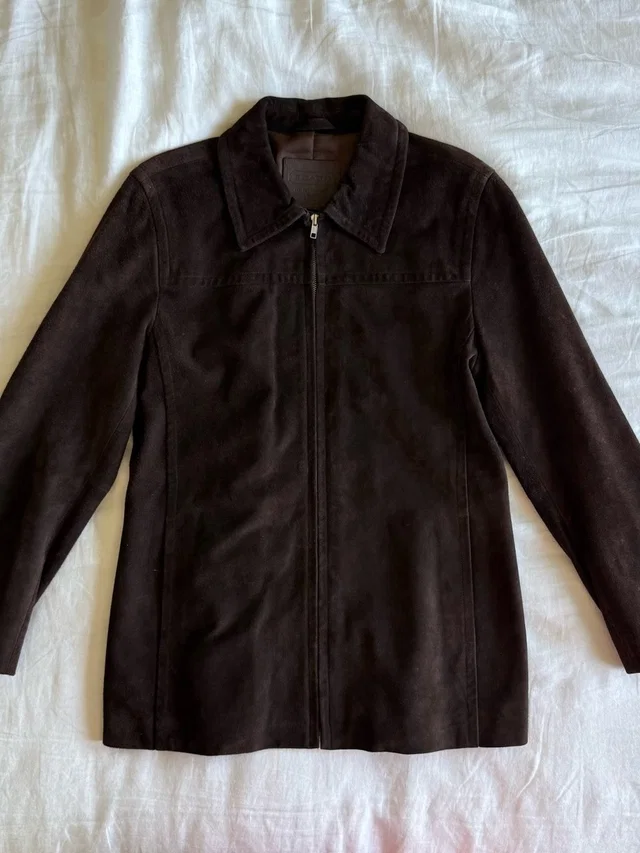 Coach Vintage Dark Brown Suede Zip-Front Jacket in silver|gray|brown|red Suede from Poshmark, photo 1 of 1