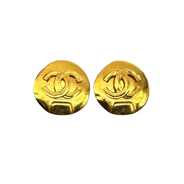 Chanel Vintage Earrings Cocomark Gold Accessory 98P in Gold from Luxury Promise