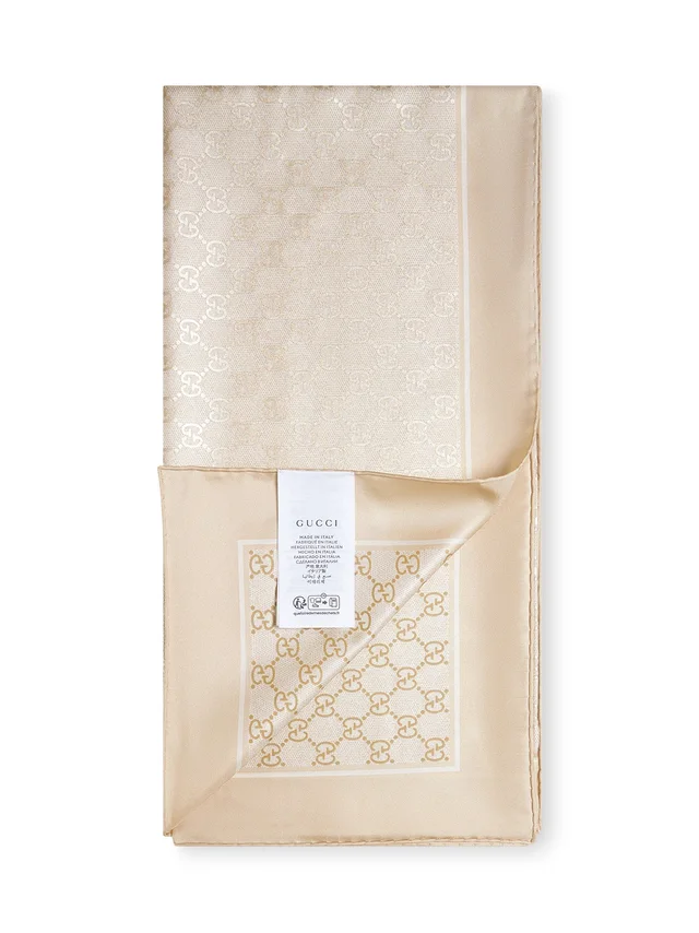 Gucci Silk Lamé Gg Scarf — Beige Scarfs in Beige Silk from HEWI, photo 2 of 3