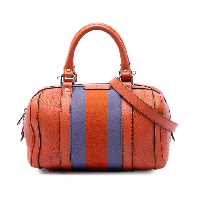 Orange Gucci Small Calfskin Web Joy Boston Bag Satchel in Orange Calfskin from Designer Revival