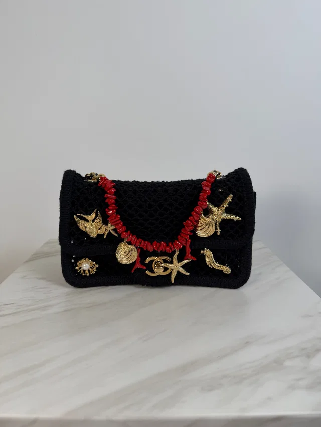 Chanel Coco Beach 2026 Mini Flapbag Black Mesh & Gold Tone Metal in Black from Luxury Promise