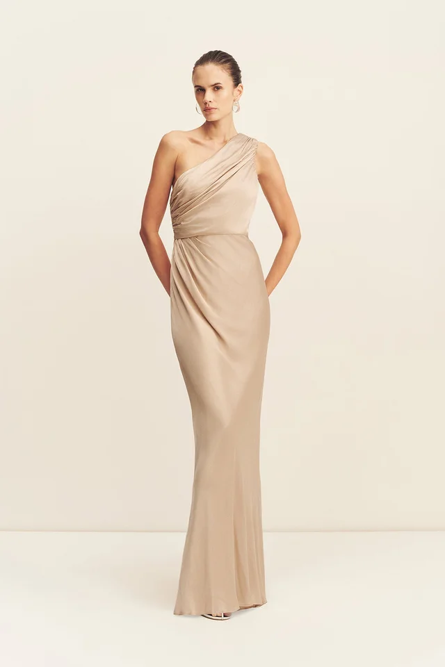 Shona Joy LA LUNE GATHERED ONE SHOULDER MAXI DRESS - GOLD from Shona Joy, photo 1 of 1