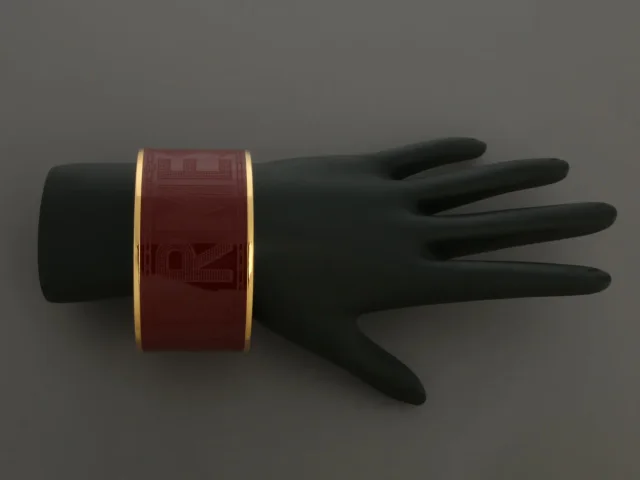 Hermès Extra Wide Burgundy Enamel Sellier Bangle in Burgundy from Ann's Fabulous Finds, photo 5 of 5