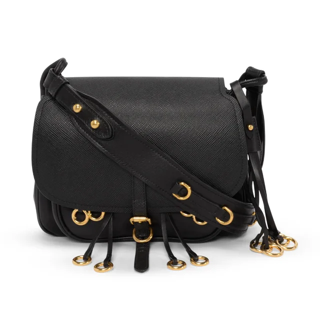 Prada Saffiano & Calf Corsaire Bag in Black Saffiano leather from Blue Spinach