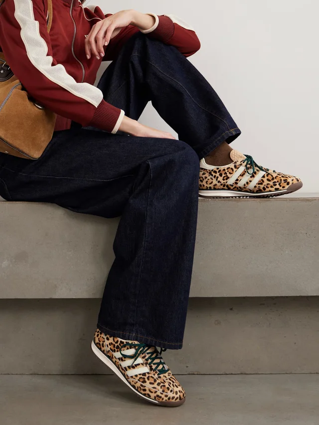 ADIDAS ORIGINALS SL 72 OG leather-trimmed leopard-print calf hair sneakers, photo 2 of 2 from NET-A-PORTER (Canada)