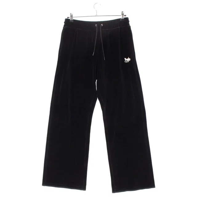 Celine Velvet Logo Embroidery Carriage Loose Lounge Pants Easy Black in Black Velvet from The Reluxe