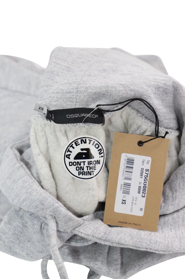 Dsquared² Top Cropped Hoodie Top with Embellishment in Grey Cotton in Grey, photo 3 of 3 from ShopSimon