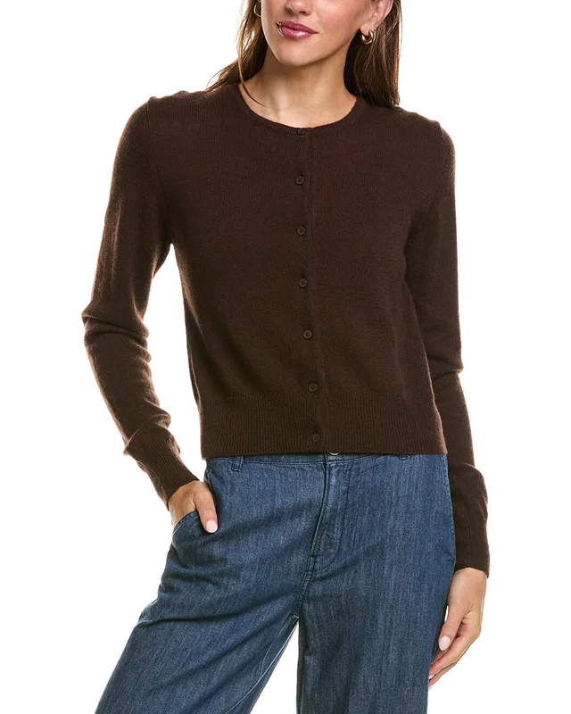 Forte Cashmere Basic Cropped Button 100% Cashmere Cardigan, image 1 of 1 from Gilt