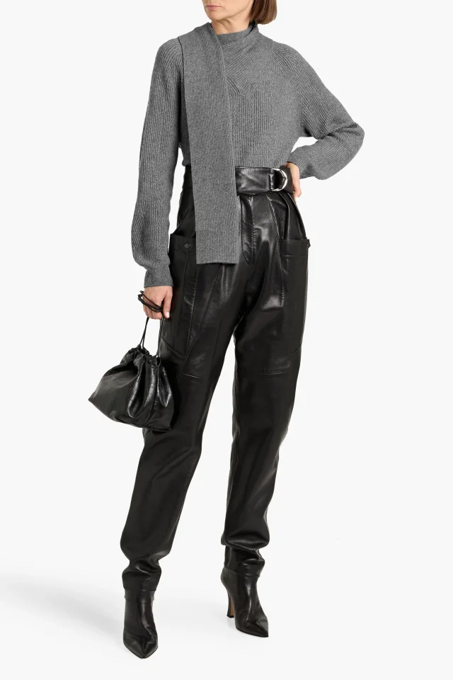 Etro Draped Ribbed-Knit Sweater in Grey, photo 2 of 4 from THE OUTNET