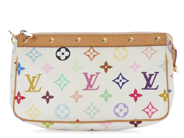 Louis Vuitton Vintage White Multicolore Monogram Pochette in White Coated canvas from Ann's Fabulous Finds