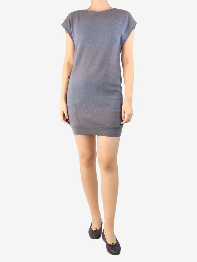 Brunello Cucinelli Grey sleeveless cashmere mini dress - size M in Grey Cashmere from Sign of the Times