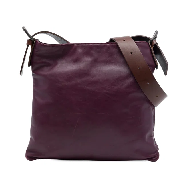 Purple Bottega Veneta Intrecciato Trimmed Nappa Crossbody in Purple Nappa leather from Designer Revival