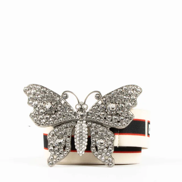 Gucci Multicolor Crystal Butterfly Web Belt in Multicolor from Labellov, photo 3 of 4