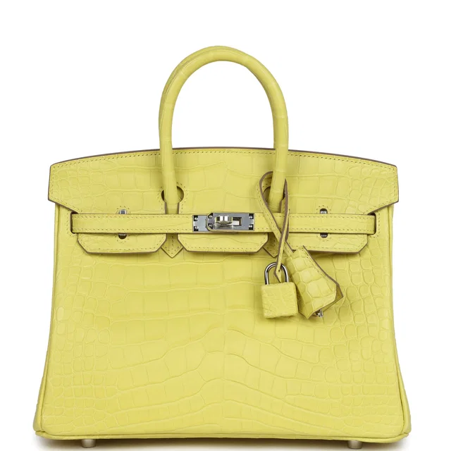Hermès Birkin 25 Lime Matte Alligator Palladium Hardware in Crocodile from Madison Avenue Couture