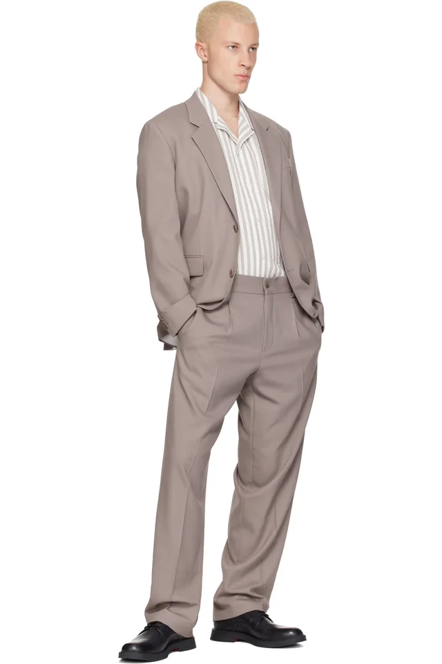 Hugo Taupe Two-Piece Modern-Fit Stretch Twill Suit, photo 5 of 5 from SSENSE