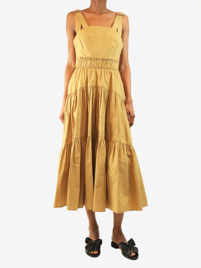 Proenza Schouler Neutral tiered midi dress - size UK 6 from Sign of the Times