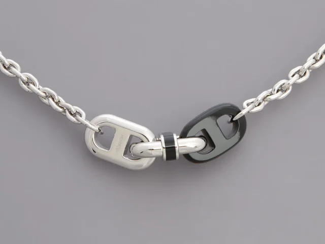 Hermès Palladium and Horn Maillon Necklace from Ann's Fabulous Finds, photo 2 of 5
