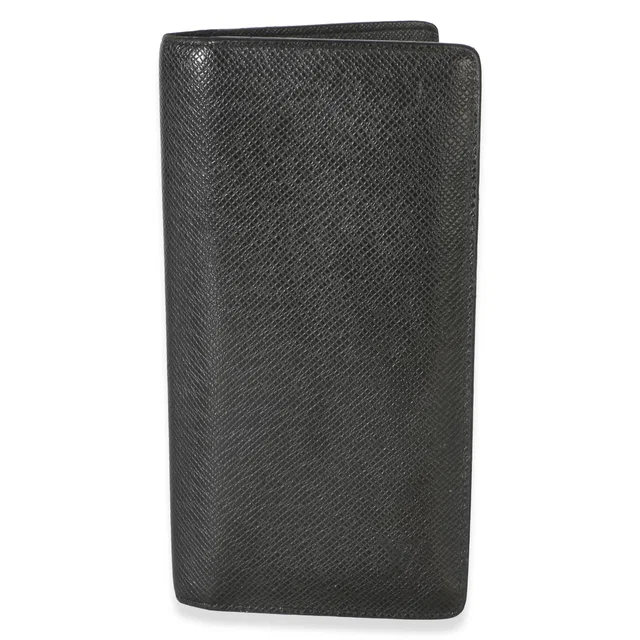 Louis Vuitton Black Taiga Brazza Wallet in Black Coated canvas from myGemma