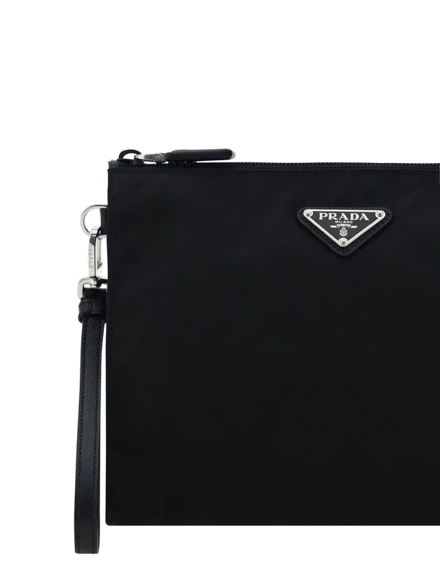 Prada Nylon Pouch Clutch — Black Polyamide Wallet in Black Nylon from HEWI