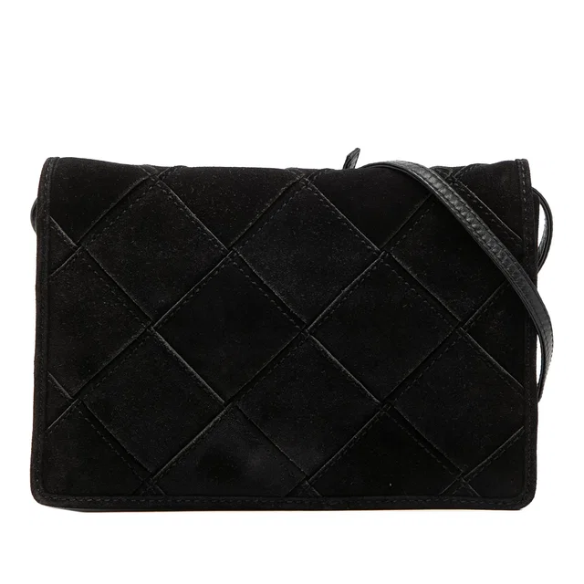 Black Bottega Veneta Suede Intrecciato Crossbody in Black Suede from Designer Revival