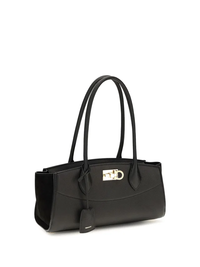 Ferragamo Studio Shoulder Bag — Black Calf Leather in Black Calfskin from HEWI