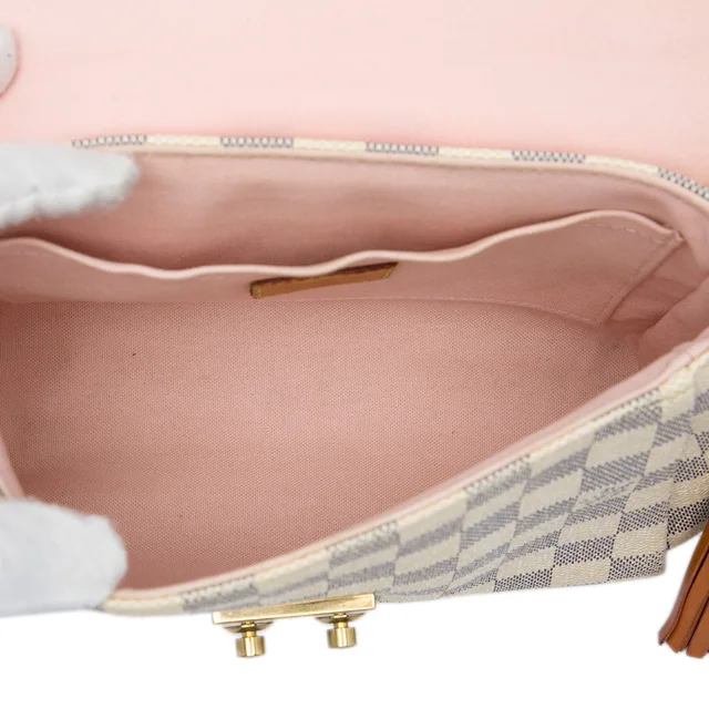 White Louis Vuitton Damier Azur Croisette Satchel in White Canvas from Designer Revival, photo 2 of 2