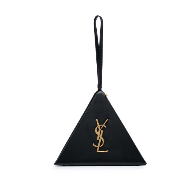 Black Saint Laurent Small Leather Pyramid Box Clutch in Black Leather from Designer Revival, photo 1 of 1