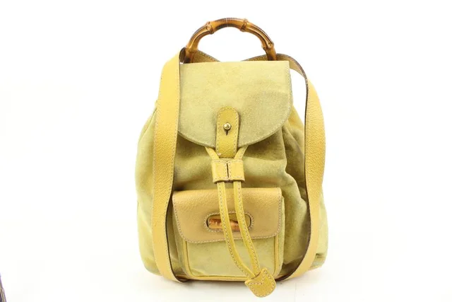 Gucci Yellow Suede Mini Bamboo Backpack in Yellow Suede from Bagriculture