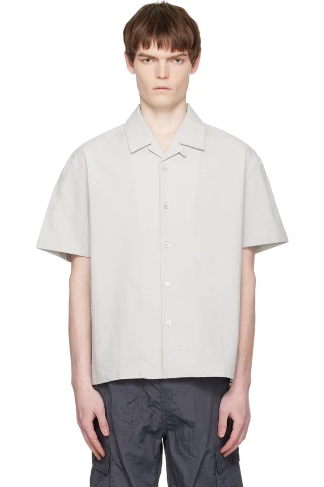 COOR Gray Panel Line Camp Collar Half Shirt, image 1 of 1 from SSENSE