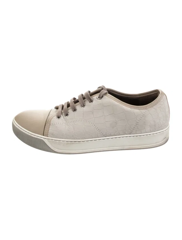 Lanvin Nubuck Animal Print Sneakers in gray Suede from The RealReal