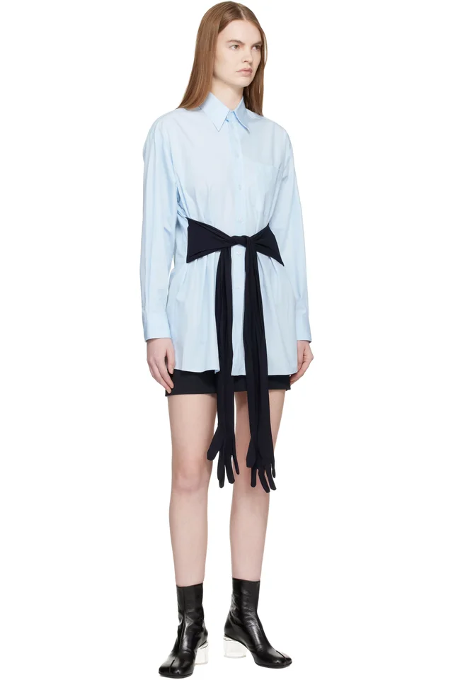 MM6 Maison Margiela Blue Cotton Poplin Shirt, photo 4 of 4 from SSENSE
