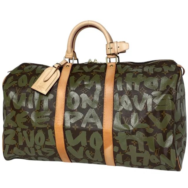Louis Vuitton Keepall 50 Boston Bag Monogram Graffiti Khaki Brown in Brown Leather from The Reluxe