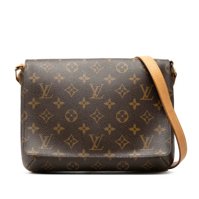 Brown Louis Vuitton Monogram Musette Tango Long Strap Crossbody Bag in Brown Coated canvas from Designer Revival