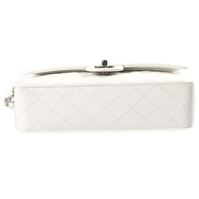 Chanel 25 Caviar Leather Double Flap Chain Shoulder Bag Silver White in White Caviar leather from The Reluxe, photo 2 of 2