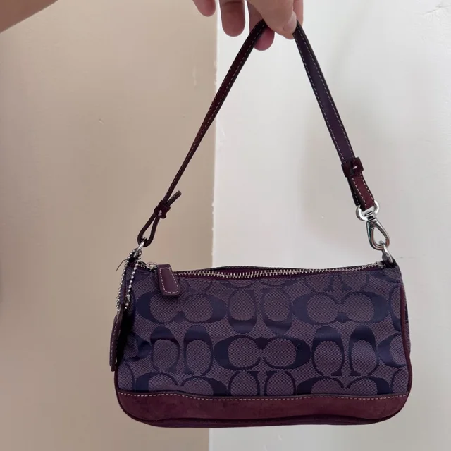 Coach Signature C Baguette Shoulder Bag Plum Purple Jacquard Suede Vintage in purple Suede from Poshmark