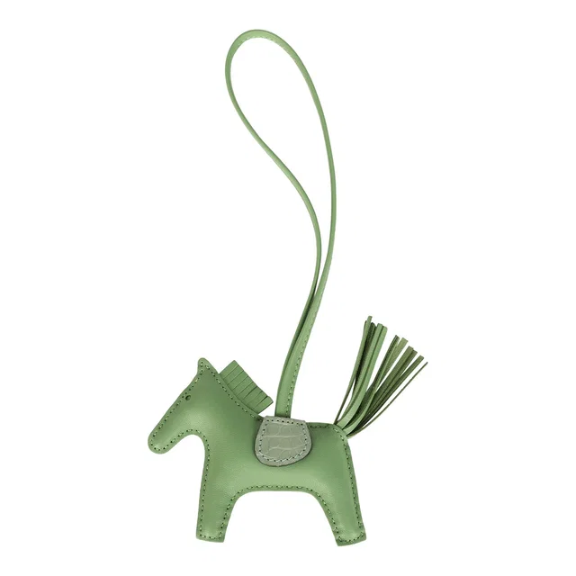 Hermès Rodeo Bag Charm PM Vert Criquet Touch Milo Lambskin and Matte Alligator in Green Lambskin from Madison Avenue Couture