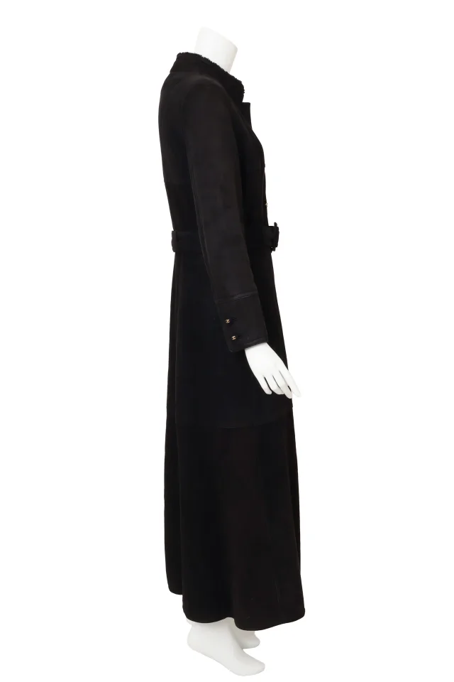 Chanel 1996 Belted Suede Shearling Coat in Suede from Recess LA, photo 4 of 9