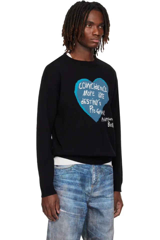 Andersson Bell Black Heart Message Crew-Neck Sweater, photo 2 of 3 from SSENSE