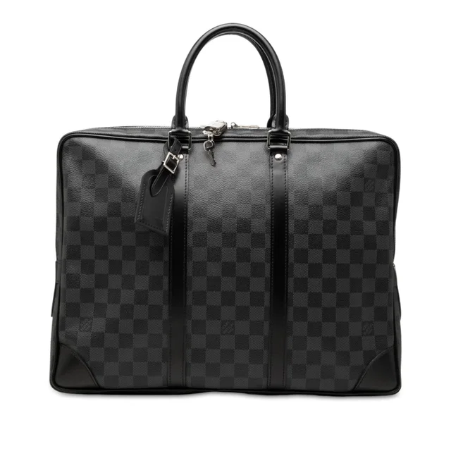 Black Louis Vuitton Damier Graphite Porte Documents Voyage PM Business Bag in Black Canvas from Designer Revival